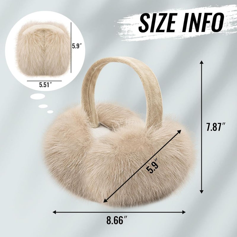 FSTEOE Women Winter Ear Muffs Foldable Girl Ear Warmer Fashion Furry Earmuff Soft Ear Cover Cold Weather - Image 3